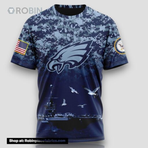NFL Philadelphia Eagles 3D T Shirt Honor US Navy Veterans Stylish Gear For Fans
