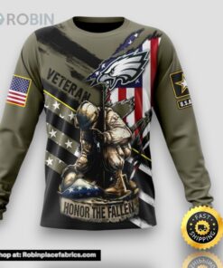 NFL Philadelphia Eagles Crewneck Sweatshirt Honor Veterans Kneeling Soldier Gifts For Football Fans