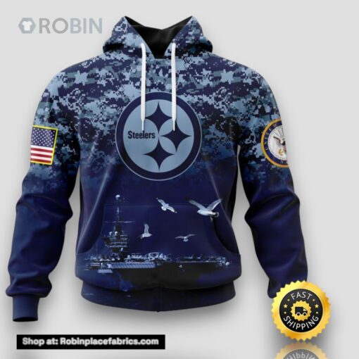 NFL Pittsburgh Steelers 3D Hoodie Honor US Navy Veterans Stylish Gear For Fans