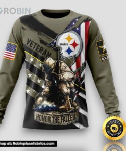 NFL Pittsburgh Steelers Crewneck Sweatshirt Honor Veterans Kneeling Soldier Gifts For Football Fans