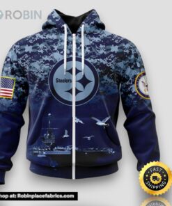 NFL Pittsburgh Steelers Zip Hoodie 3D Honor US Navy Veterans Stylish Gear For Fans