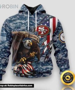 NFL San Francisco 49ers Honor Us Navy Veterans 3D Hoodie