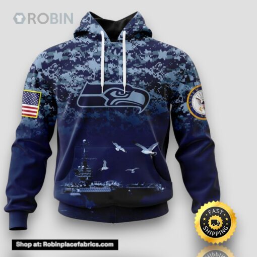 NFL Seattle Seahawks 3D Hoodie Honor US Navy Veterans Stylish Gear For Fans