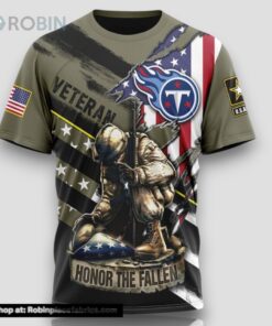 NFL Tennessee Titans All Over Print 3D T Shirt Honor Veterans Kneeling Soldier Unisex Tshirt