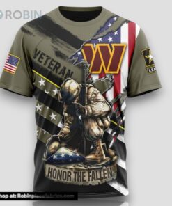 NFL Washington Commanders All Over Print 3D T Shirt Honor Veterans Kneeling Soldier Unisex Tshirt