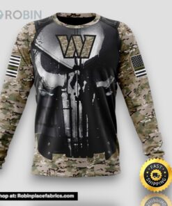 NFL Washington Commanders Crewneck Sweatshirt Punisher Skull Camouflage Veteran Kits Represent Your Team