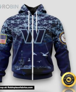 NFL Washington Commanders Zip Hoodie 3D Honor US Navy Veterans Stylish Gear For Fans