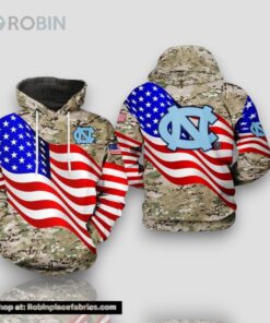 North Carolina Tar Heels US Flag Camouflage Veteran 3D Hoodie North Carolina Tar Heels Unique Gifts