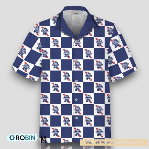 Pabst Blue Ribbon Checkerboard Hawaiian Shirt