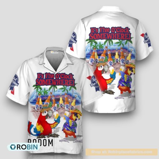 Pabst Blue Ribbon Funny Parrot Hawaiian Shirt
