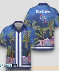 Pabst Blue Ribbon Star Print Bermuda Hawaiian Shirt