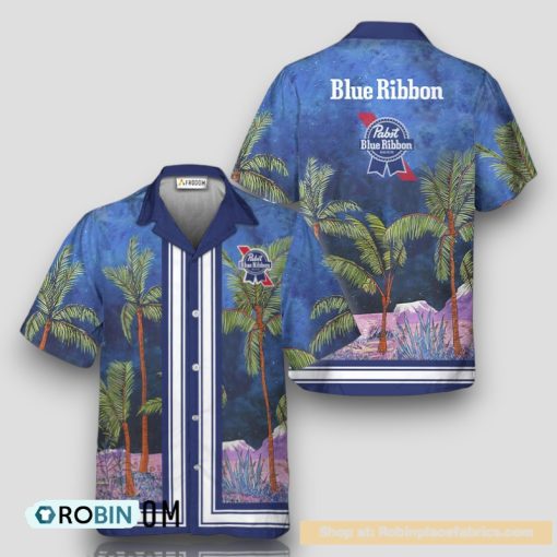 Pabst Blue Ribbon Star Print Bermuda Hawaiian Shirt