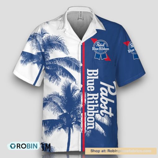 Pabst Blue Ribbon Tropical Coconut Trees Hawaiian Shirt