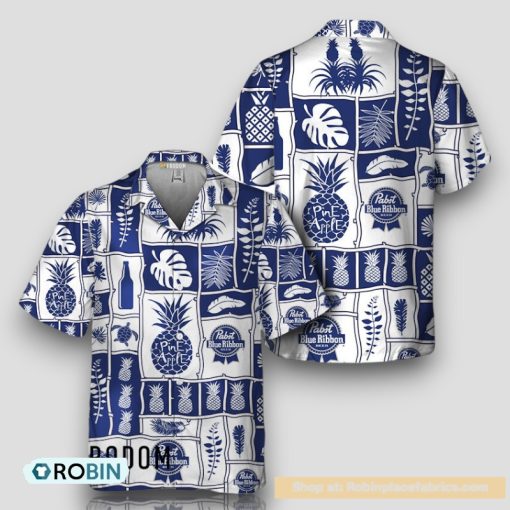 Pabst Blue Ribbon Tropical Pineapple Hawaiian Shirt