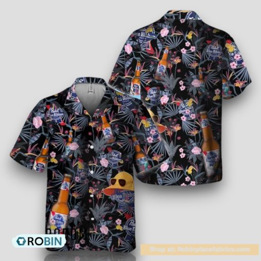Pabst Blue Ribbon Tropical Plant Hawaiian Shirt