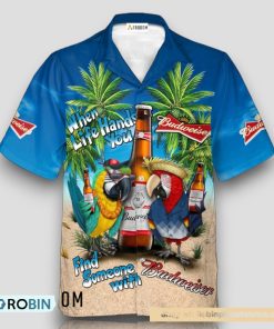 Parrot Budweiser Beer Hawaiian Shirt Parrot Budweiser Beer Hawaiian Shirt