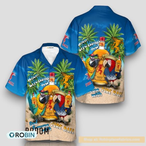 Parrot Fireball Whiskey Hawaiian Shirt