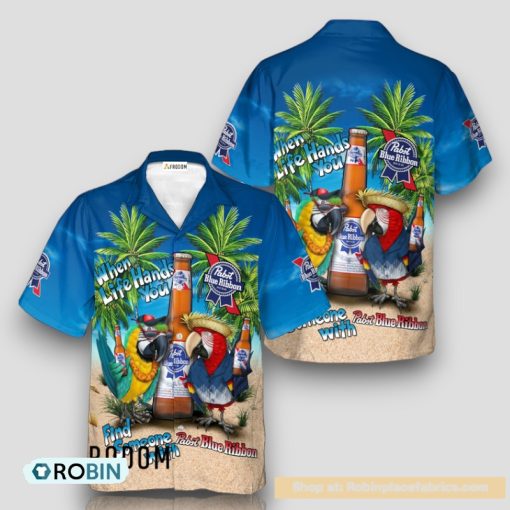 Parrot Pabst Blue Ribbon Hawaiian Shirt