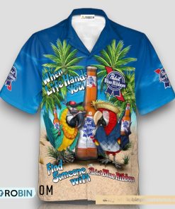 Parrot Pabst Blue Ribbon Hawaiian Shirt