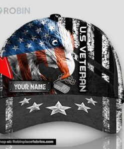 Personalized American Eagle Hat In A Distressed Design For Us Veteran Patriots All Over Print Baseball Cap A Great Gift For Veterans Day