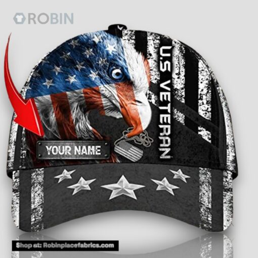 Personalized American Eagle Hat In A Distressed Design For Us Veteran Patriots All Over Print Baseball Cap A Great Gift For Veterans Day