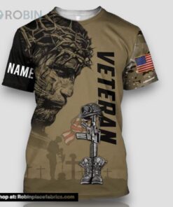 Personalized American Veteran Jesus All Over Print 3D T Shirt For Military