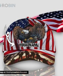 Personalized Armed Forces Eagle And American Flag All Over Print Baseball Cap A Great Gift For Veterans Day