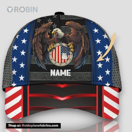 Personalized Army Veteran Eagle And American Flag All Over Print Baseball Cap A Great Gift For Veterans Day