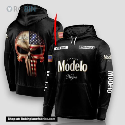 Personalized Black USA Flag Skull Modelo Negra Hoodie