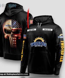 Personalized Black USA Flag Skull Twisted Tea Hoodie