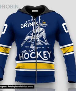 Personalized Born To Drink Corona Extra and Play Hockey Hoodie & Zip Hoodie