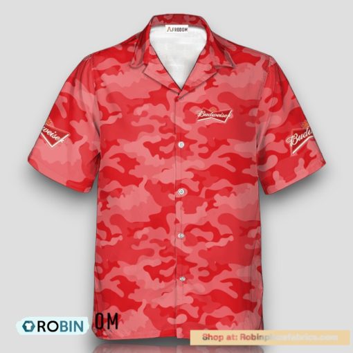 Personalized Budweiser Beer Red Camouflage Hawaiian Shirt