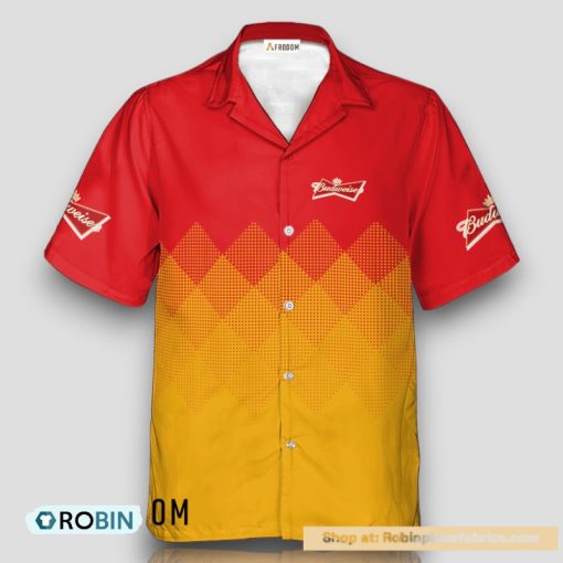 Personalized Budweiser Beer Yellow And Red Halftone Hawaiian Shirt