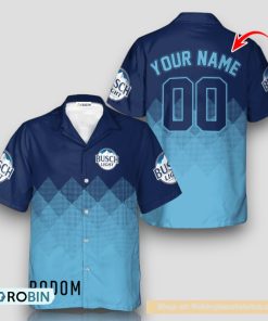 Personalized Busch Light Blue Halftone Hawaiian Shirt