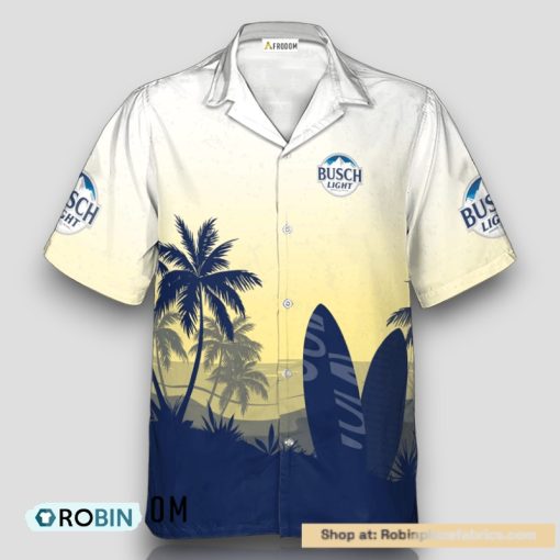 Personalized Busch Light Palm Tree Surfboard Hawaiian Shirt