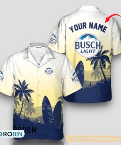 Personalized Busch Light Palm Tree Surfboard Hawaiian Shirt