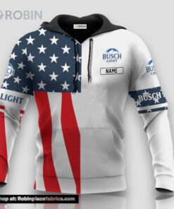 Personalized Busch Light USA Flag Hoodie & Zip Hoodie