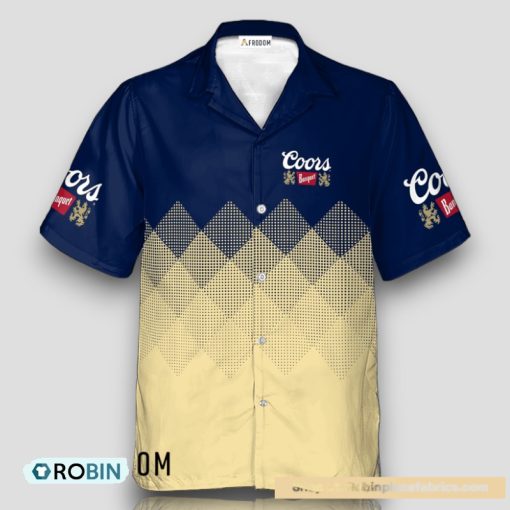 Personalized Coors Banquet Beige And Blue Halftone Hawaiian Shirt