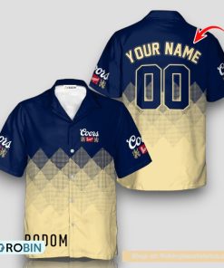 Personalized Coors Banquet Beige And Blue Halftone Hawaiian Shirt