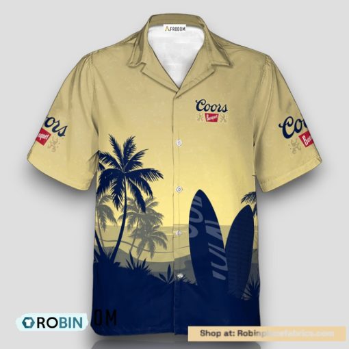 Personalized Coors Banquet Palm Tree Surfboard Hawaiian Shirt