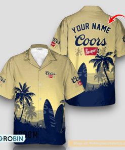 Personalized Coors Banquet Palm Tree Surfboard Hawaiian Shirt