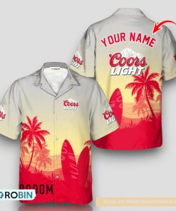 Personalized Coors Light Palm Tree Surfboard Hawaiian Shirt