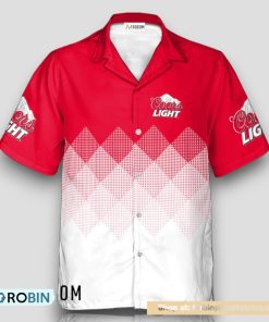 Personalized Coors Light White And Red Halftone Hawaiian Shirt