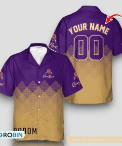 Personalized Crown Royal Beige And Purple Halftone Hawaiian Shirt