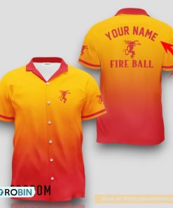 Personalized Fireball Whiskey Gradient Hawaiian Shirt