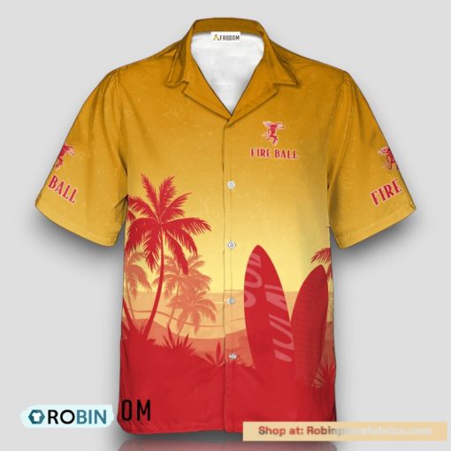 Personalized Fireball Whiskey Palm Tree Surfboard Hawaiian Shirt