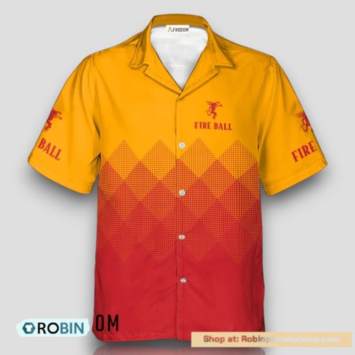 Personalized Fireball Whiskey Red And Yellow Halftone Hawaiian Shirt