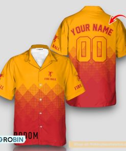 Personalized Fireball Whiskey Red And Yellow Halftone Hawaiian Shirt