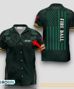 Personalized Fireball Whiskey St. Patrick’s Day American Flag Hawaiian Shirt