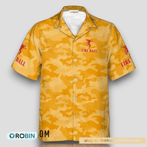 Personalized Fireball Whiskey Yellow Camouflage Hawaiian Shirt